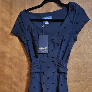 Collectif - NWT - Jamilia Polka Flock Pencil Dress - Navy